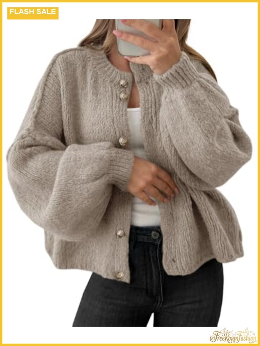 Oversized Chunky Knit Cardigan Long Sleeve Button Up Sweater Coat